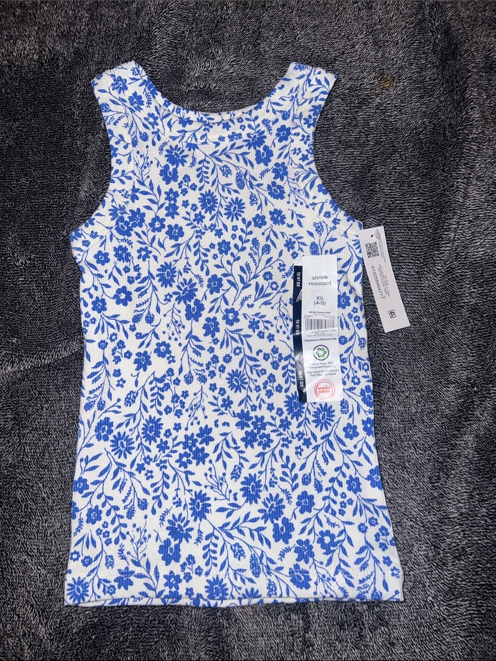 Girls Blue Floral Tank Top